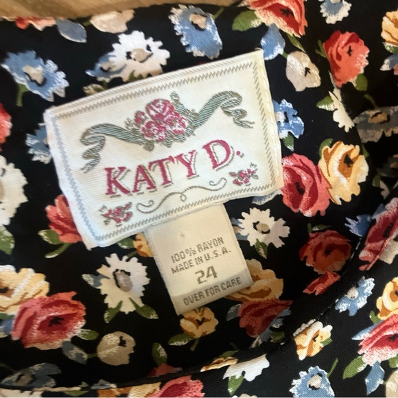 Vintage Katy D Kathryn Deene Floral Tunic Top Rayon Size 24 - Picture 2 of 5